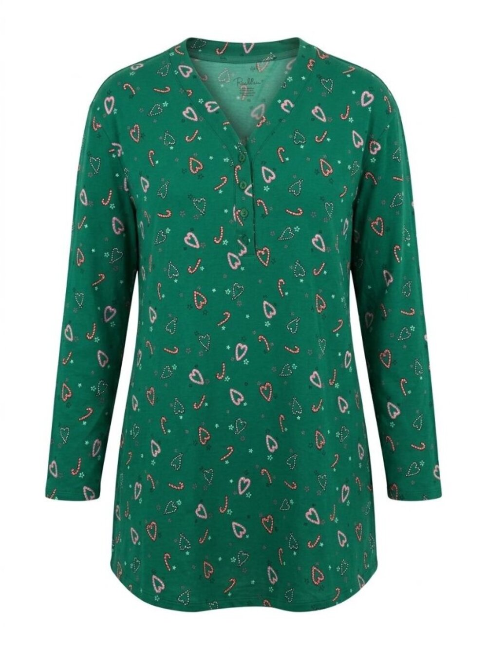 NWT Roudelain Curly Canes Candy Cane Print Sleep Top Sz XL Green EMJS275M Lounge
